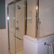 Bathroom glass enclosed shower